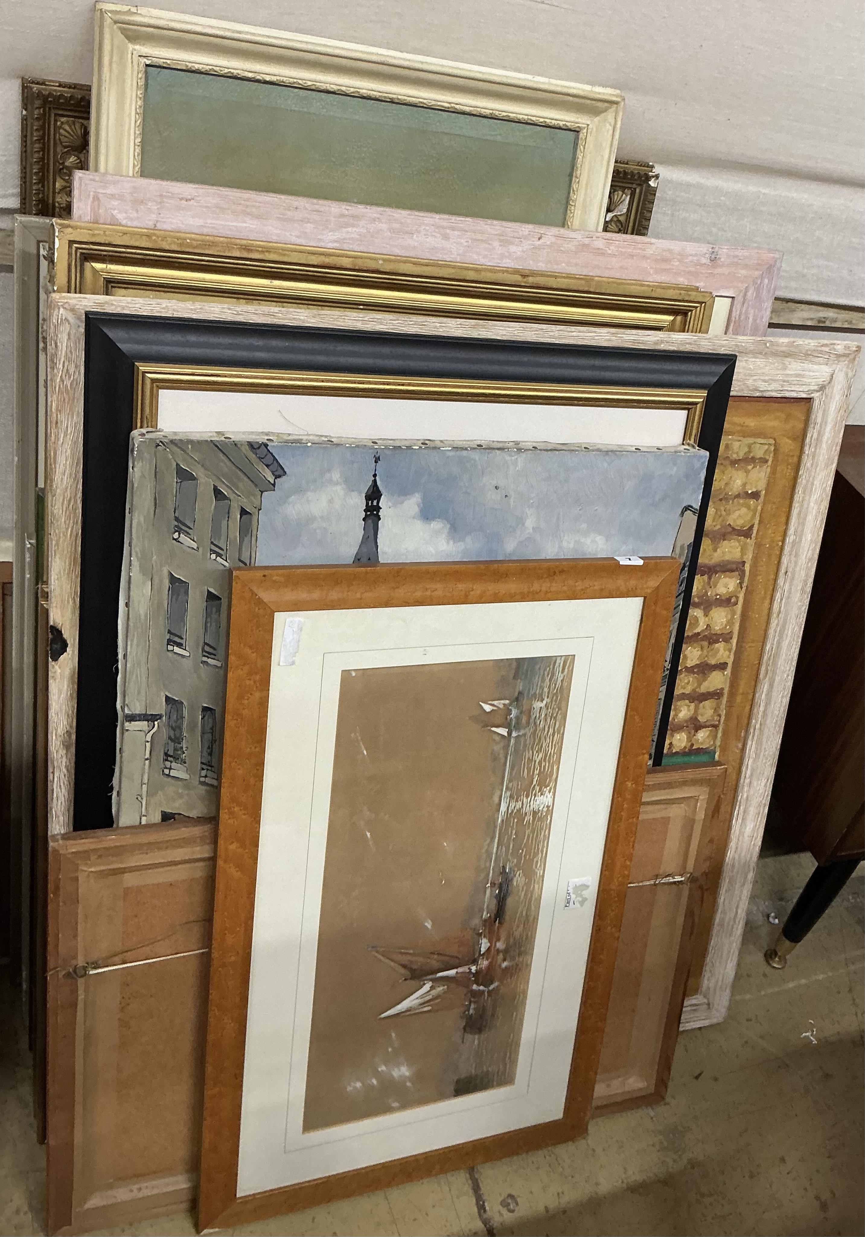 A quantity of assorted watercolours, oils and engravings